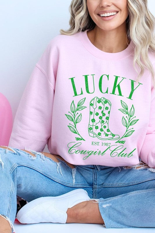 Lucky Cowgirl Boots  Graphic Plus Sweatshirt