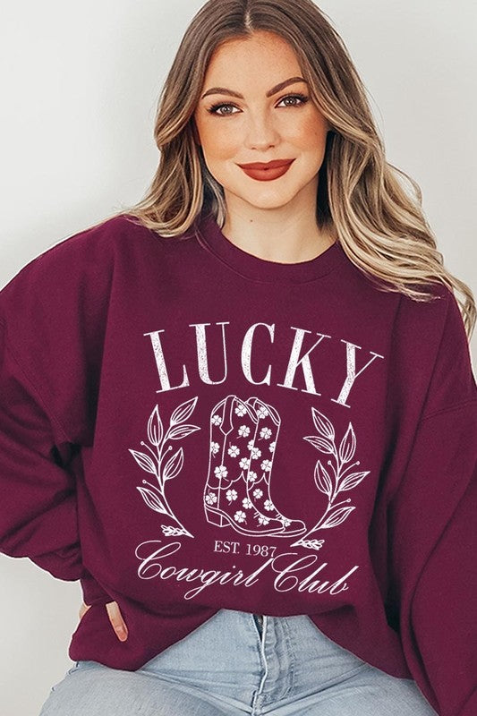 Lucky Cowgirl Boots  Graphic Plus Sweatshirt