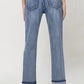 Stretch Mom Jeans w/ Spatter Detail and Cuff