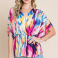 BOMBOM Printed Surplice Peplum Blouse