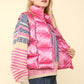 VERY J Shiny Metallic Zip Up Puffer Vest