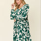 Double Take Full Size Printed Ruffle Hem Long Sleeve Dress