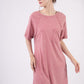 VERY J Washed Round Neck Mini Tee Dress