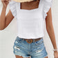 Ruffled Square Neck Cap Sleeve Blouse