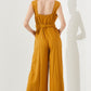 Plus Sleeveless Square Neck Button Ankle Jumpsuit