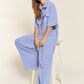 Basic Collar Shirt Wide leg Jumpsuit