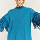 Silver studded fringe sleeve top JJT5009