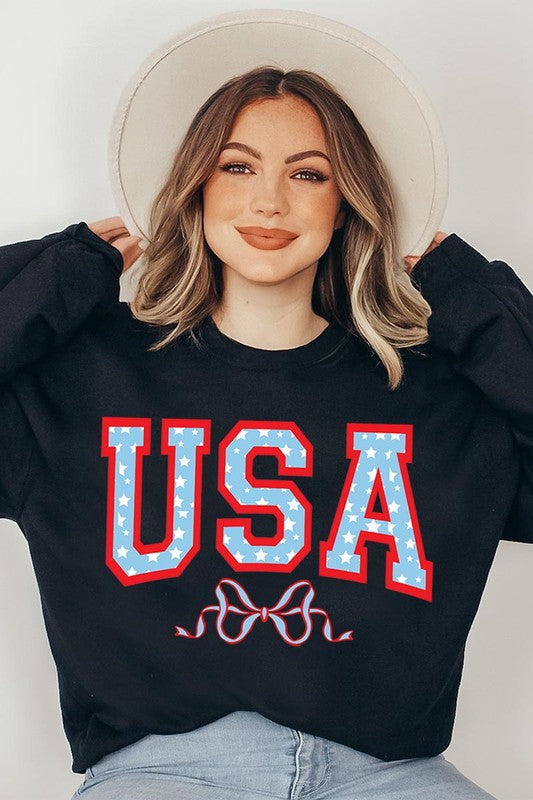 USA Ribbon Graphic Fleece Sweatshirts