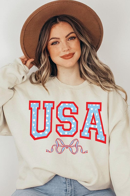 USA Ribbon Graphic Fleece Sweatshirts