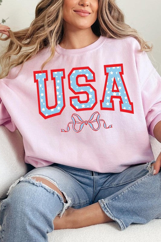 USA Ribbon Graphic Fleece Sweatshirts