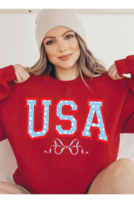 USA Ribbon Graphic Fleece Sweatshirts