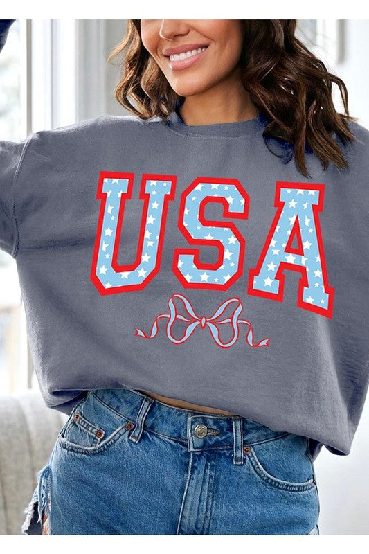 USA Ribbon Graphic Fleece Sweatshirts