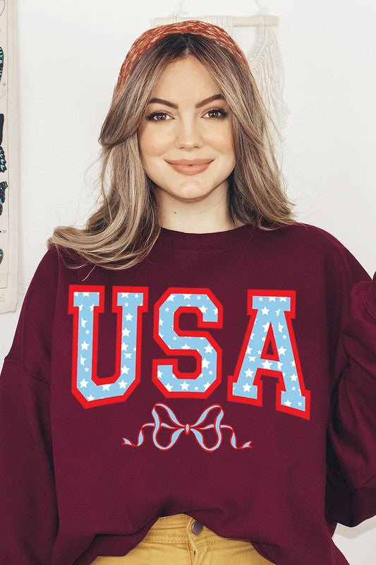 USA Ribbon Graphic Fleece Sweatshirts