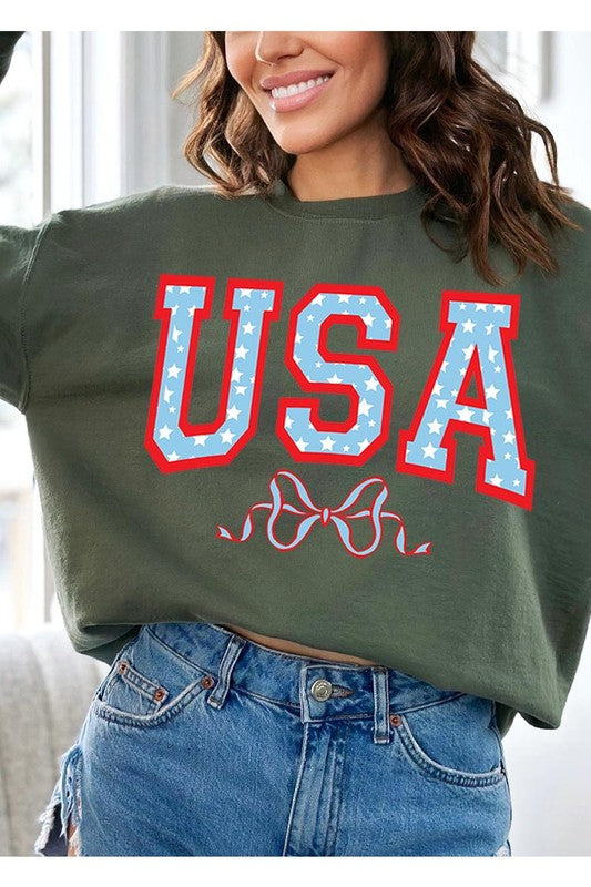 USA Ribbon Graphic Fleece Sweatshirts