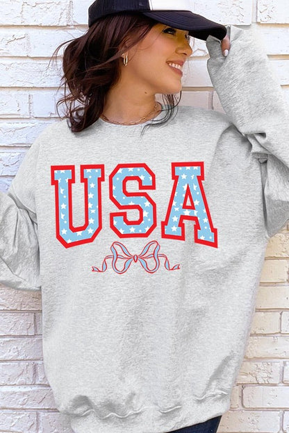 USA Ribbon Graphic Fleece Sweatshirts