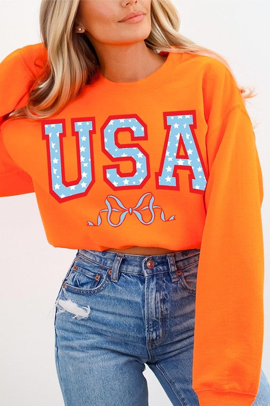 USA Ribbon Graphic Fleece Sweatshirts