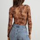 HERA COLLECTION Abstract Mesh Lace-Up Long Sleeve Bodysuit