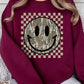 Retro Camo Smiley Face Plus Fleece Sweatshirts