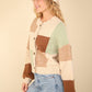 VERY J Color Block Button Down Textured Sweater Cardigan