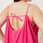 Double Take Full Size Ruffle Trim Tie Back Cami Jumpsuit with Pockets