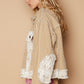 POL Crochet Patch Embroidered Button Up Jacket