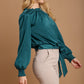 Umgee Frill Tied Hem Long Sleeve Blouse