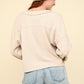 VERY J Exposed Seam V-Neck Ribbed Knit Top