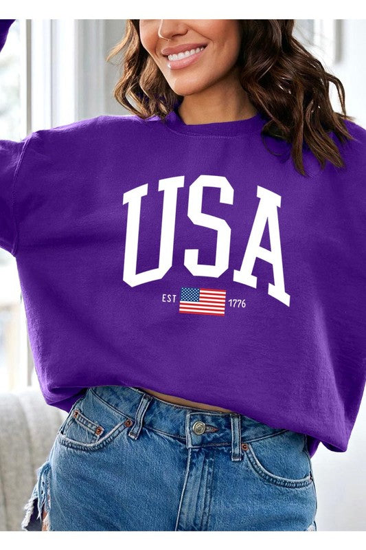 USA Est 1776 Graphic Fleece Sweatshirts