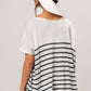 BiBi V Neck Striped Short Sleeve Top