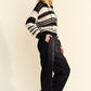 Davi & Dani Contrast Striped Crochet Drop Shoulder Knit Cover Up