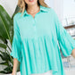 Plus Solid Button Down Blouse