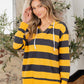 Full Size Drawstring Striped Long Sleeve Hoodie