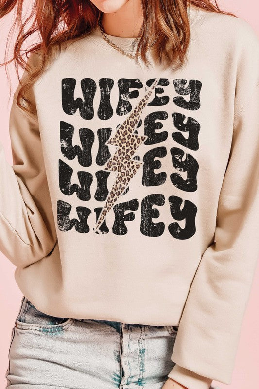 Leopard Lightning Wifey Graphic Sweatshirt