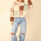 VERY J Color Block Button Down Textured Sweater Cardigan