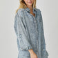 RISEN Distressed Raw Hem Denim Shirt