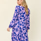 Double Take Full Size Printed Ruffle Hem Long Sleeve Dress