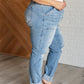 Aiden High Rise Patch Pocket Distressed Boyfriend Jeans