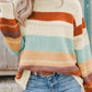 Women Drop-shoulder Striped Color Block Sweater