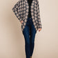 BOMBOM Houndstooth Open Front Cocoon Knit Cardigan