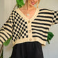 Contrast pattern sweater cardigan