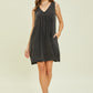 HEYSON Full Size Texture V-Neck Sleeveless Flare Mini Dress