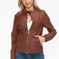 Snobbish PU Leather Biker Jacket with Side Zip Pockets