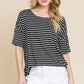 BOMBOM Striped Round Neck T-Shirt