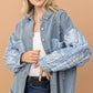 And The Why Full Size Paisley Print Quilted Sleeves Denim Jacket