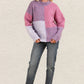 VERY J Color Block Mock Neck Drop Shoulder Sweater