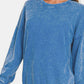 Zenana Washed Round Neck Dropped Shoulder Sweatshirt