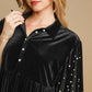 Umgee Pearl Detail Half Sleeve Velvet Babydoll Blouse