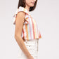 Multi Stripe Ruffle Top