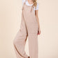 BOMBOM Knot Straps Wide Leg Ribbed Overalls with Pockets