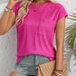 Round Neck Cap Sleeve Blouse